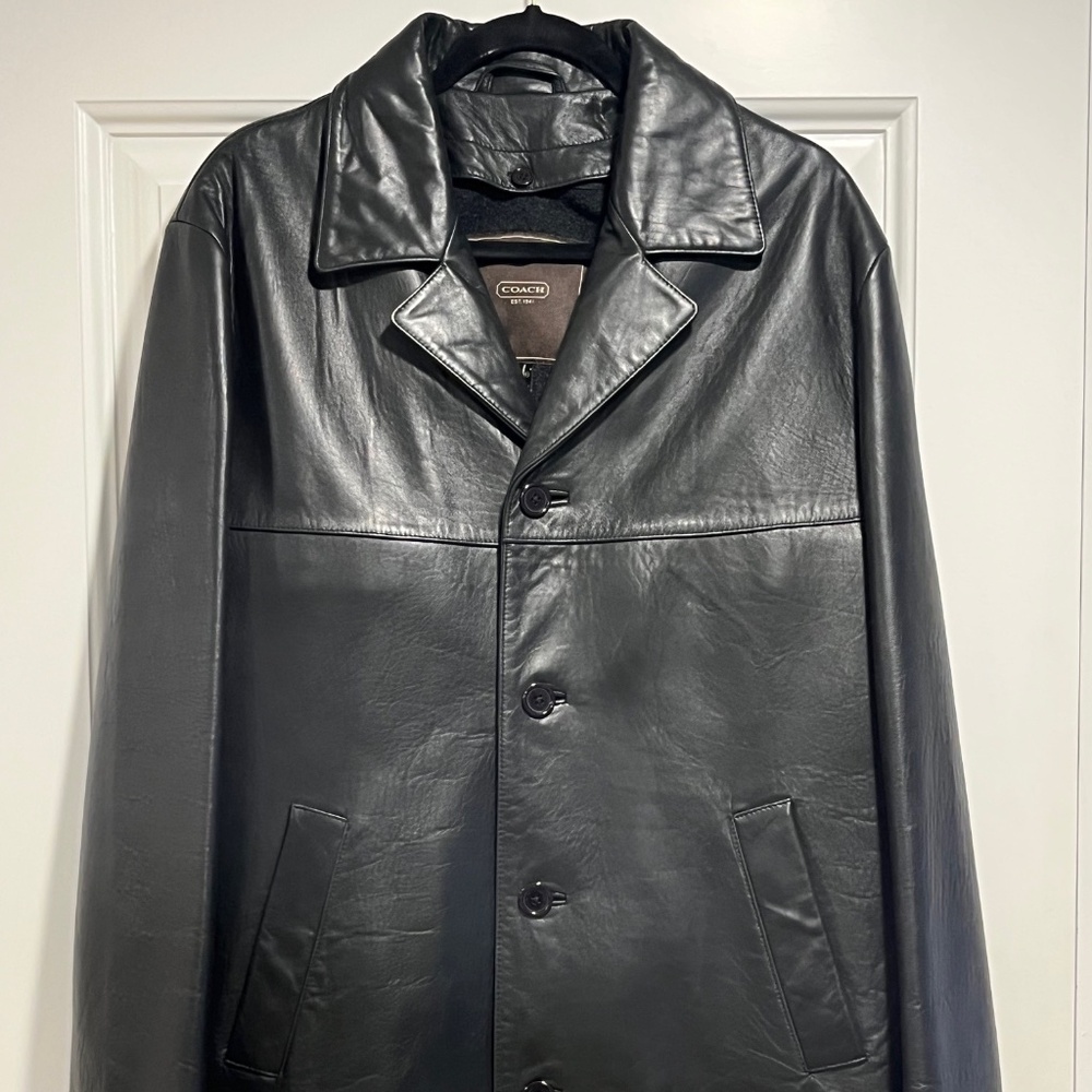 COACH Leather Car Coat - Picture 4 of 5